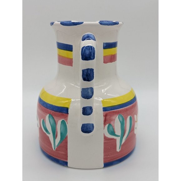 Ceramica Arte Bello Pitcher Jug Ceramic Hand-painted Cow Saguero Cactus - Picture 6 of 12